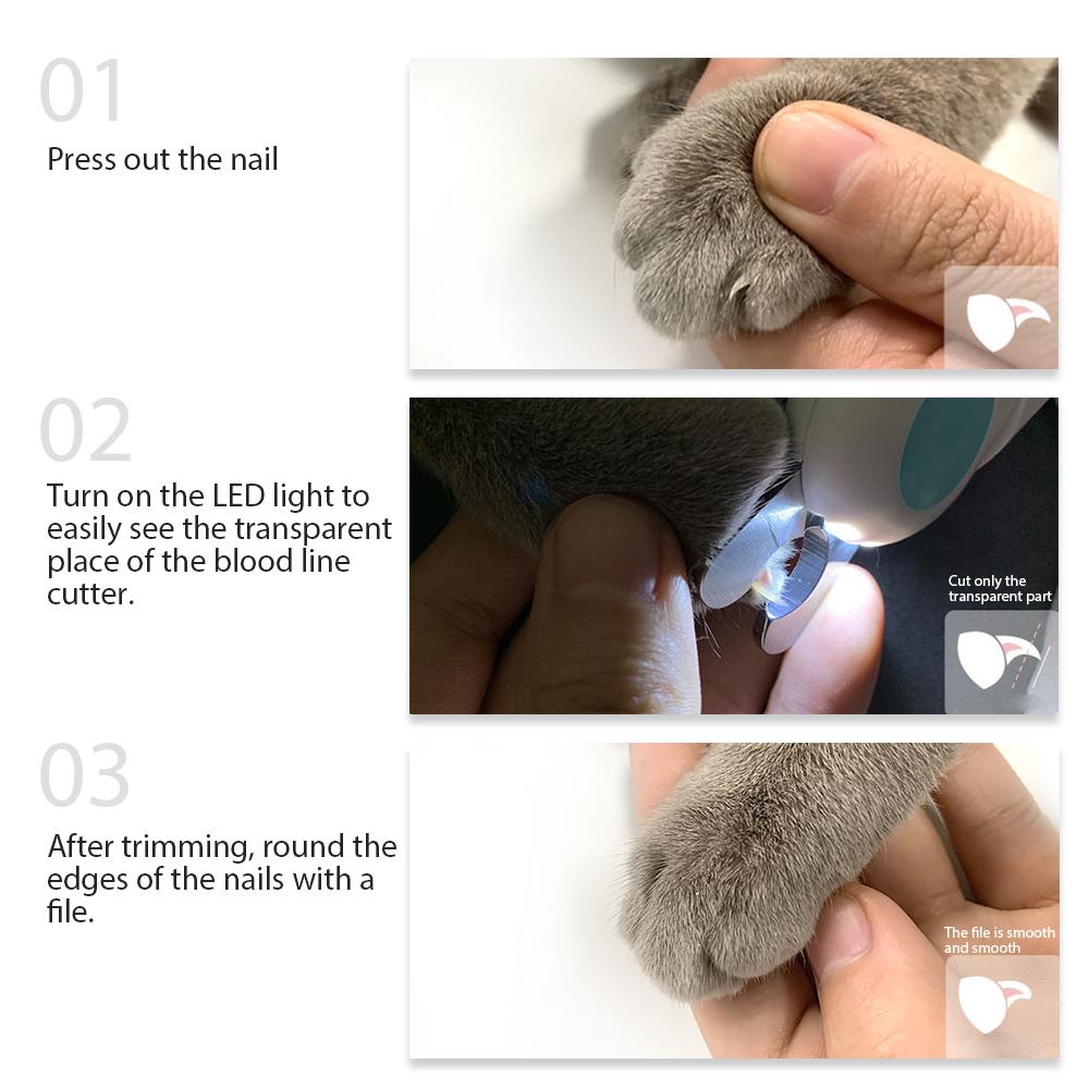 Cortaúñas LED para mascotas, tijeras para perros y gatos, cortaúñas para dedos de los pies