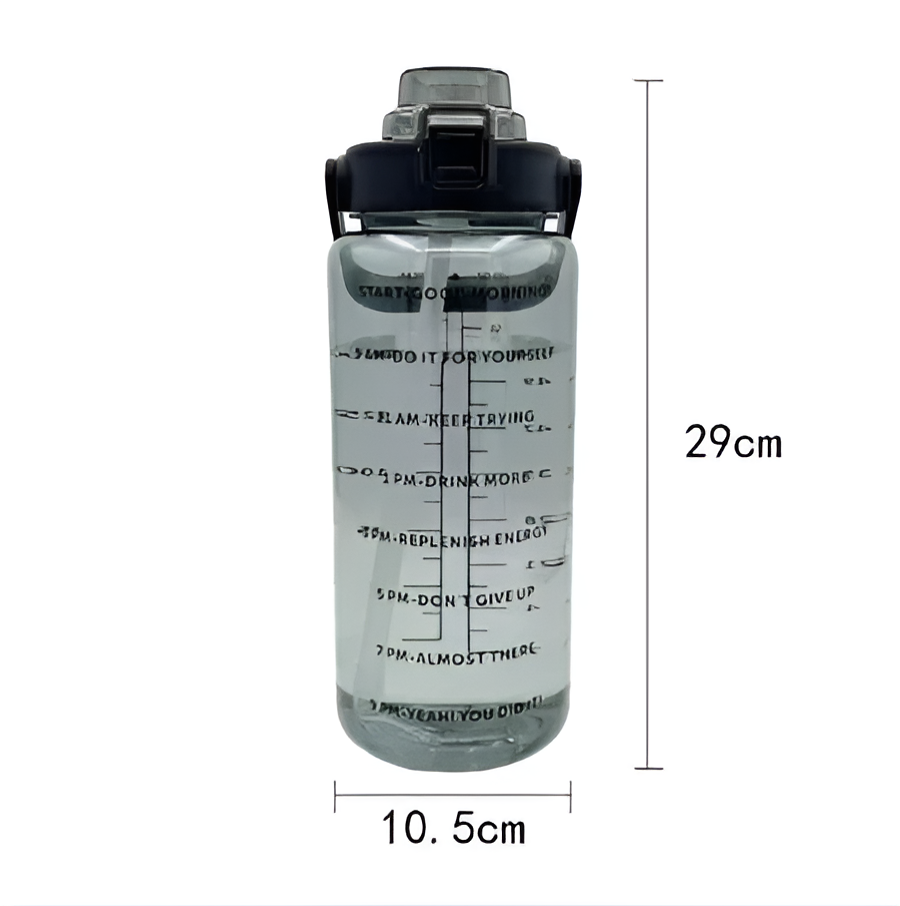 2L Straw Water Bottle Large Capacity Plastic Water Cup Portable Drink Bottle With Time Marker For Outdoor Sports Fitness