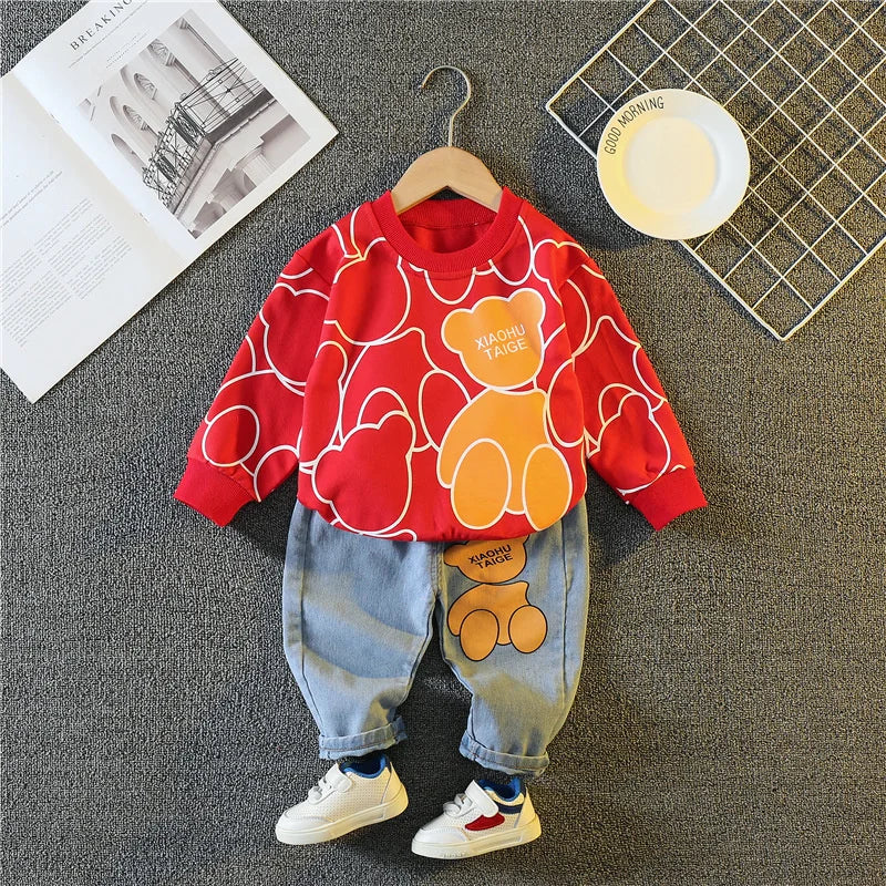 New Spring Autumn Baby Girl Clothes Children Boys Fashion Cartoon T-Shirt Pants 2Pcs/Sets Toddler Sports Costume Kids Tracksuits