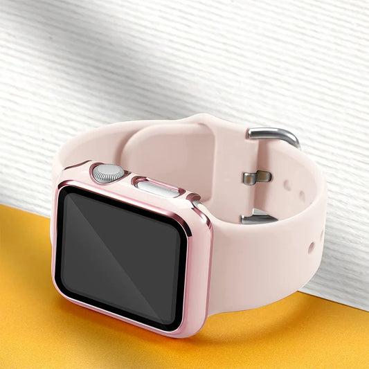 Cover For Apple watch Case 45mm 41mm 44mm 40mm 42mm 38mm PC Tempered Glass Screen Protector iWatch series 9 7 8 5 6 4 3 SE band