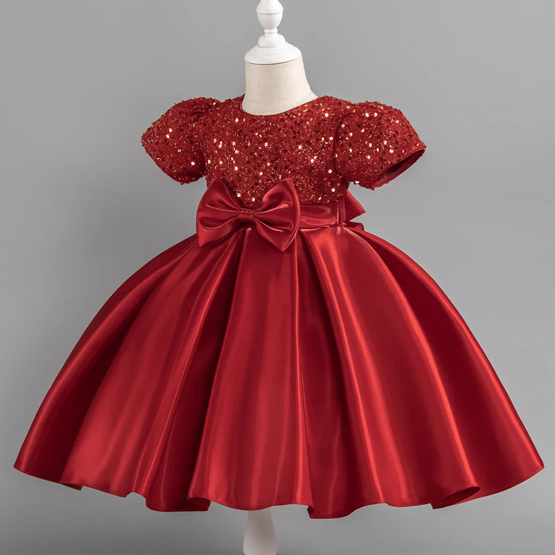 Baby Girls Christmas Dress Sequin ShortSleeve Party Dress Birthday Toddler Dress Wedding Princess Dress for Kid Girl Luxury Cown