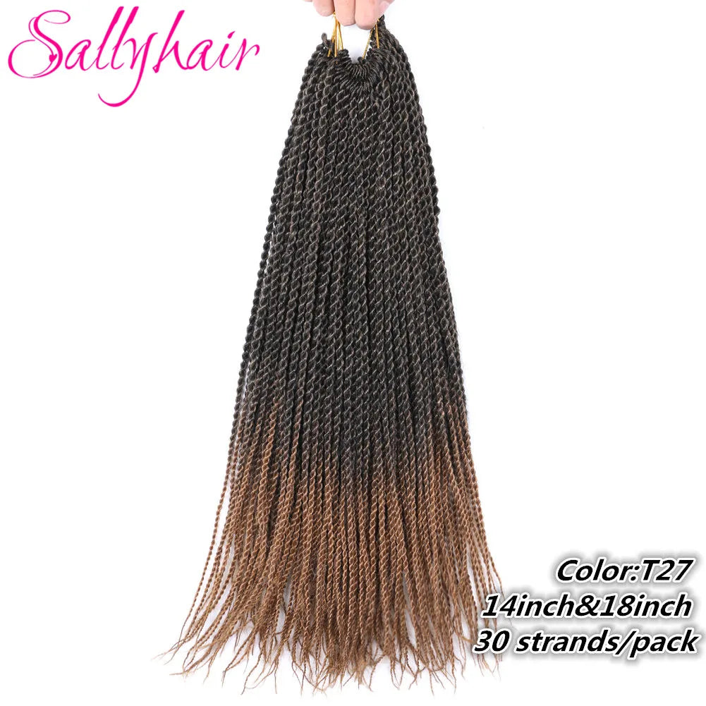 Sallyhair Synthetic Senegalese Twist 30Roots/Pack Crochet Braids Hair Brown Color Braid Hair Ombre Micro Senegal Braiding Hair