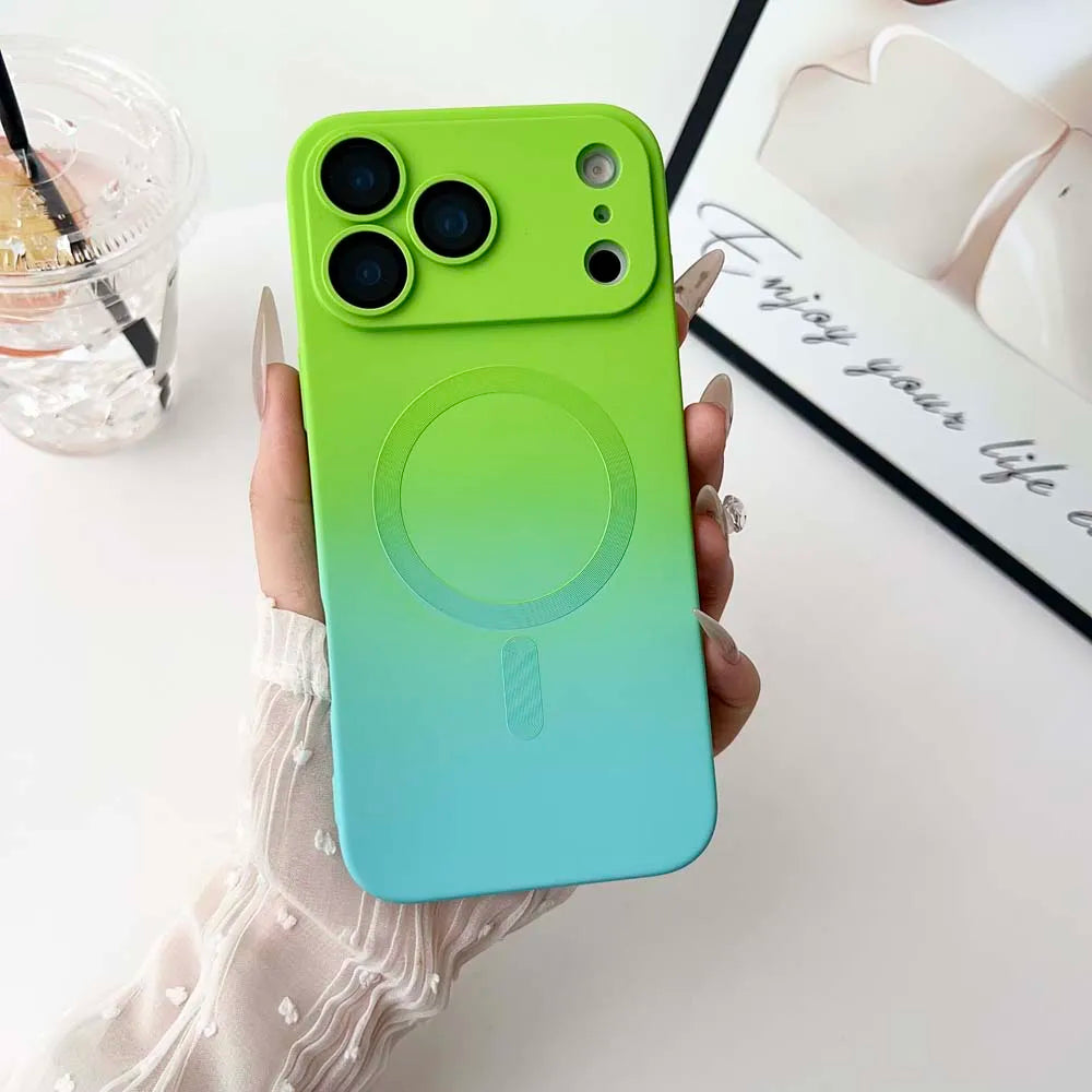 Colorful Gradient for Magsafe Wireless Charge Case for iPhone 17 Air 16 15 14 13 12 11 Pro Max Plus Soft Silicone Magnetic Cover