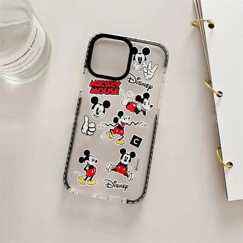 Mickey Minnie Mouse Full Screen Phone Case For iPhone 14 12 13 11 15 Pro Max XR XS MAX 7 8 Plus Mini Y2K Cartoon Cover
