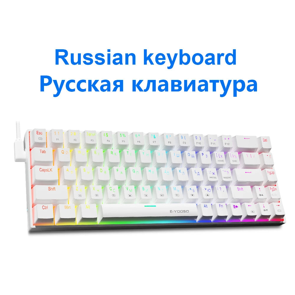 E-YOOSO Z686 RGB USB 60% Mini slim Mechanical Gaming Wired Keyboard Red Switch 68 Keys Gamer for Compute PC Laptop