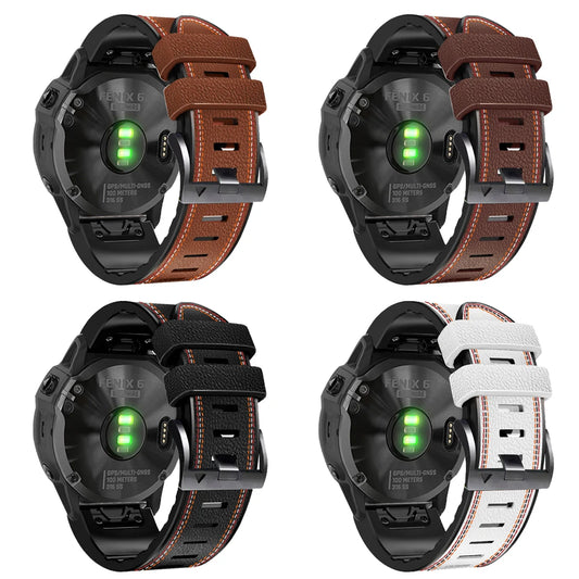 26mm 22mm Strap Bracelet For Garmin Fenix 7 7X 6 6X Pro 5X Plus 3HR 945 955 Tactix Bravo Delta Mk2i Leather Silicone Watch Band