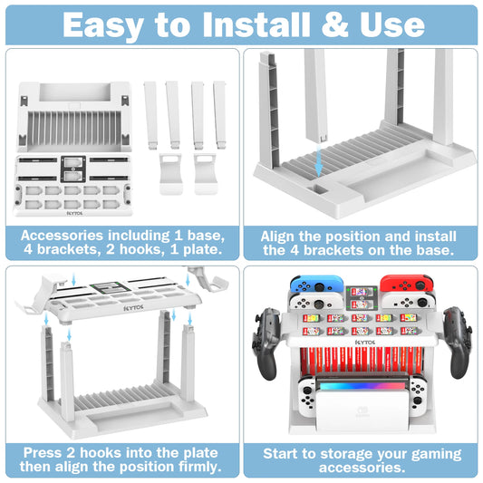 OIVO For Switch Joycon Charger Switch Game Storage Tower Pro Controller Holder For Nintendo Switch OLED Charging Dock Station