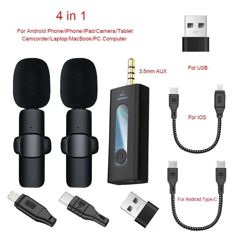 K35/Pro Wireless Mic Lavalier Micro Mini Professional Microphone for Camera Cell Mobile Phone Record Video Speaker Smartphone Re