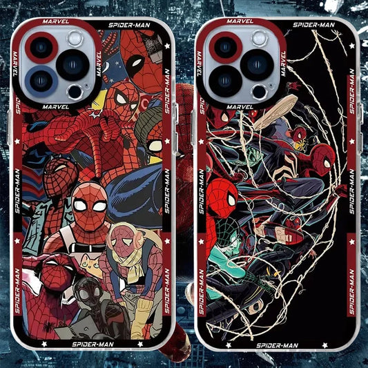 Spider Case For iPhone 16 Pro Max 15 14 Plus 13 12 11 Pro XR XS X 8 7 SE 2020 Soft Silicone Clea SpiderMannn Cover
