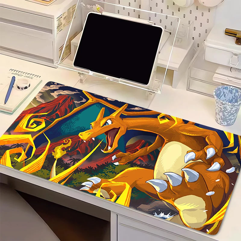 Mouse Pad Anime Flame Dragon PC Gamer Computer P-pokemonS Mousepad Varmilo C-charizard Keyboard Gaming Accessories Cute Desk Mat