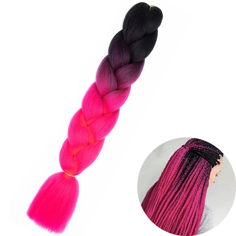 AZQUEEN 24 Inches Jumbo Braiding Hair Synthetic Hair Extensions Afro Ombre Crochet Braid Hair Wholesale For Women