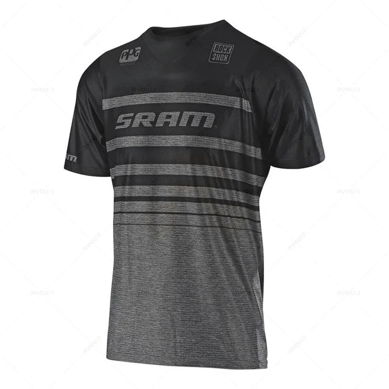 New Sram Motorcycle Off-Road Long Sleeve Cycling Jersey DH Downhill Endurance Race MTB Polyester Breathable Quick-Drying T-Shirt