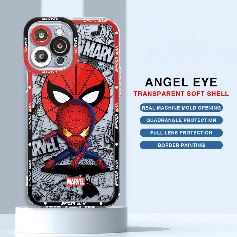 Venomm Spiderr man Case for Apple iPhone 11 12 Pro XR 7 8 14 Pro Max SE 13 Mini 15 Plus XS Max Capa Transparent Soft Cover