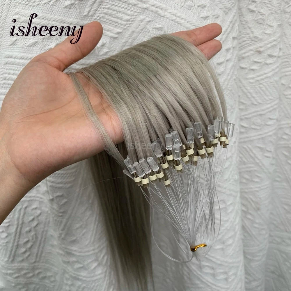 Micro Loop Ring Link Hair 100% Human Hair Extensions Real Remy Fancy Color 12-20 inches Striaght Purple Hair Extensions isheeny