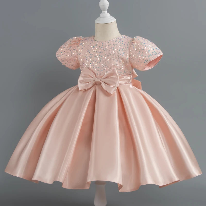 Baby Girls Christmas Dress Sequin ShortSleeve Party Dress Birthday Toddler Dress Wedding Princess Dress for Kid Girl Luxury Cown
