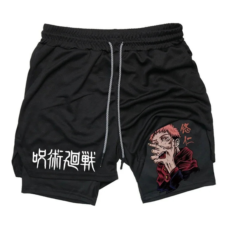 2025 Summer Hot-selling New Animation Series 3D Fashion Trend Fake Two-piece Shorts Outdoor Leisure Street Breathable Shorts