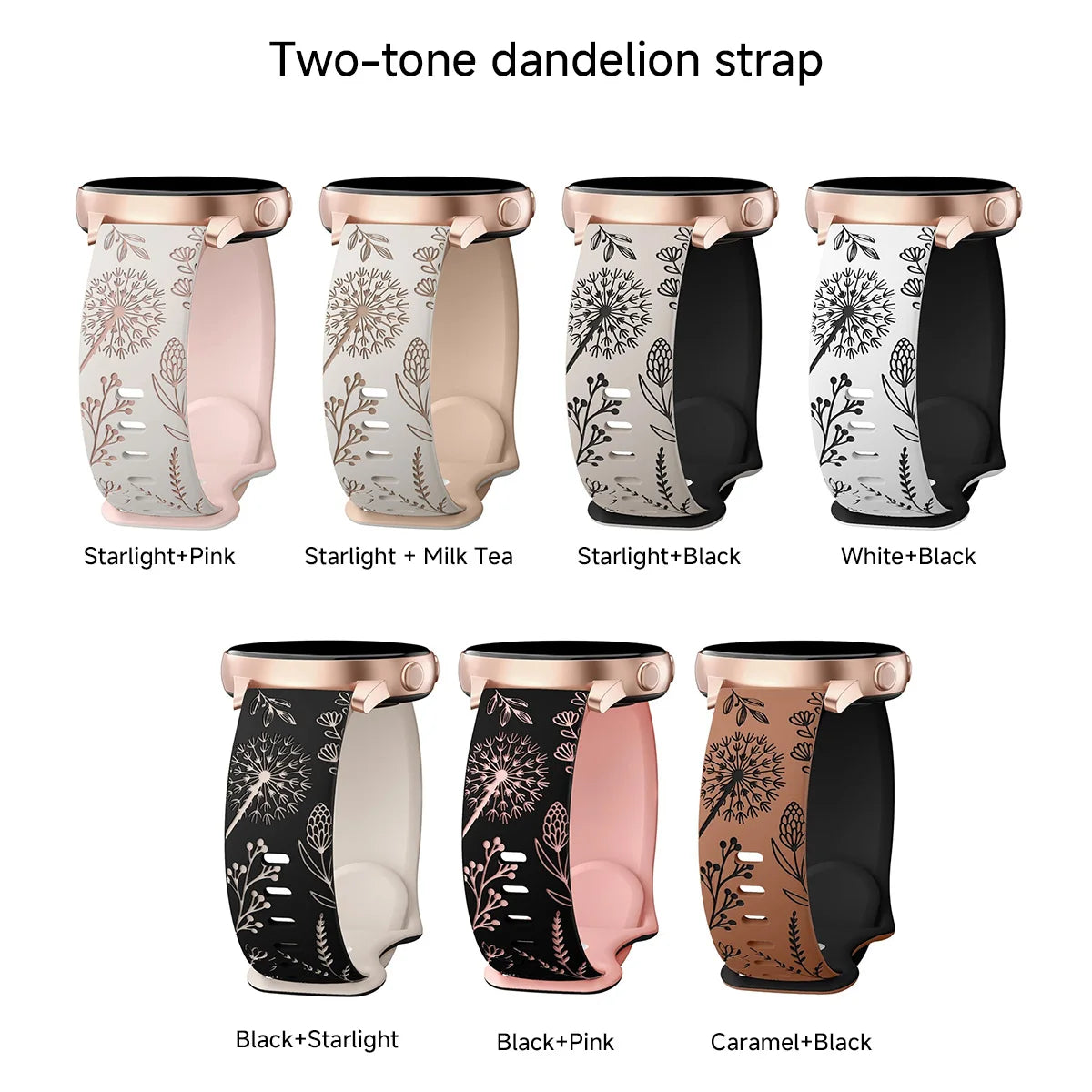 NEW Silicone Strap For Galaxy Watch 4/5/6/7 20mm 44 45mm 5 Pro 40mm Two-Tone Dandelion Band for correa Galaxy Watch 6 classic