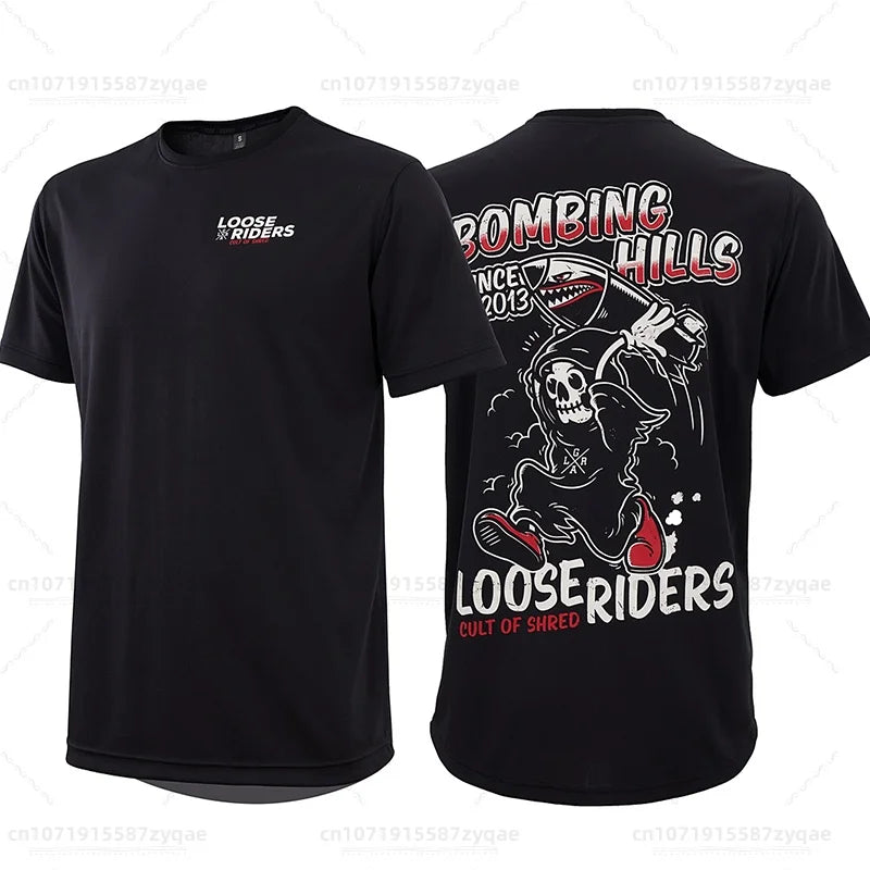 Loose Rider-Cycling Sweatshirt for Men, Short Sleeve, Enduro Motocross, BMX, Sweat-Wicking, Wet, New