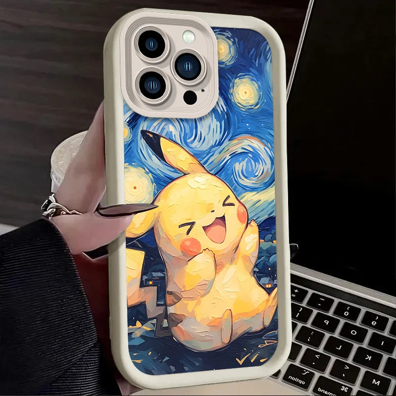 Anime P-Pokemon Phone Case for iPhone 16 15 14 13 12 11 Pro Max XS X XR 8 7 6S Plus SE 2020 Soft Silicone Printing Back Cover