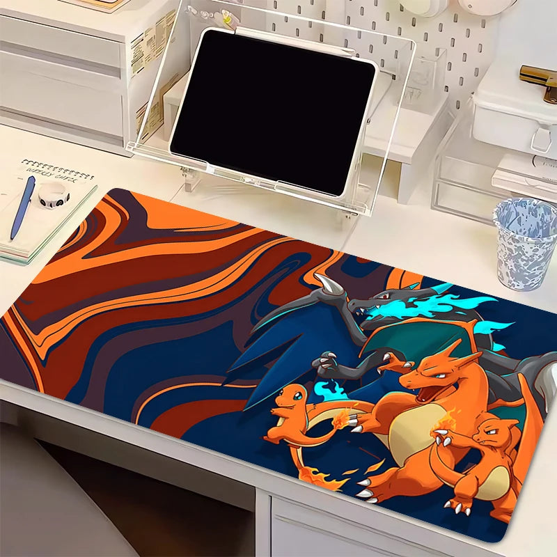 Mouse Pad Anime Flame Dragon PC Gamer Computer P-pokemonS Mousepad Varmilo C-charizard Keyboard Gaming Accessories Cute Desk Mat