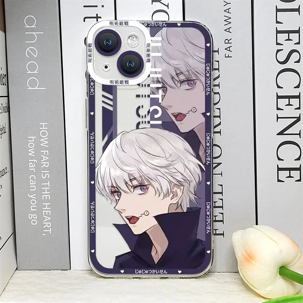 Japan Anime Jujutsu Kaisen Gojo Satoru Phone Case for IPhone 16 15 14 13 12 Mini 11 Pro Max X XS SE2 7 8 Plus Transparent Covers