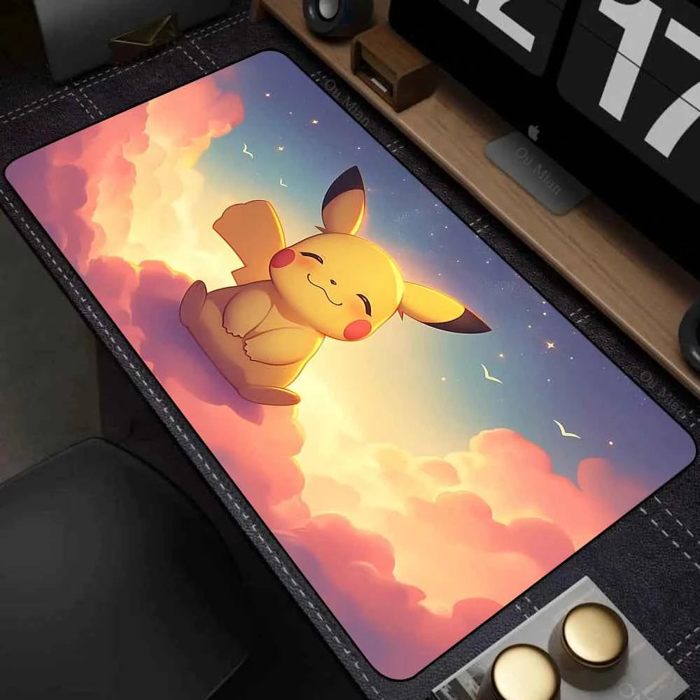 Leather Mouse Pad Pokemon Pikachu Mouse Mat Desk Mousepad For LOL Lockedge Large Gaming Accessories Computer Gamer Keyboard Pad