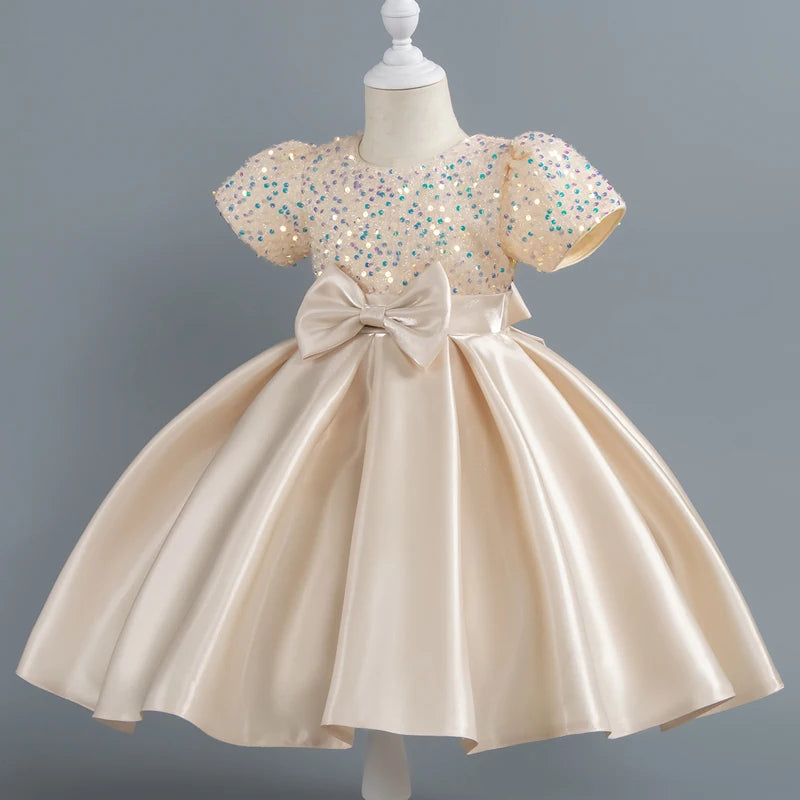 Baby Girls Christmas Dress Sequin ShortSleeve Party Dress Birthday Toddler Dress Wedding Princess Dress for Kid Girl Luxury Cown