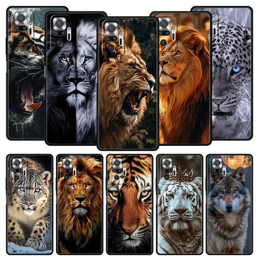 Phone Case For Xiaomi Redmi Note 14 13 12 5G 11 10 Pro Plus 4G 9S 9 14C 13C 12C 10C 9C 9A Soft TPU Cover Tigre Wolf Lion Animal