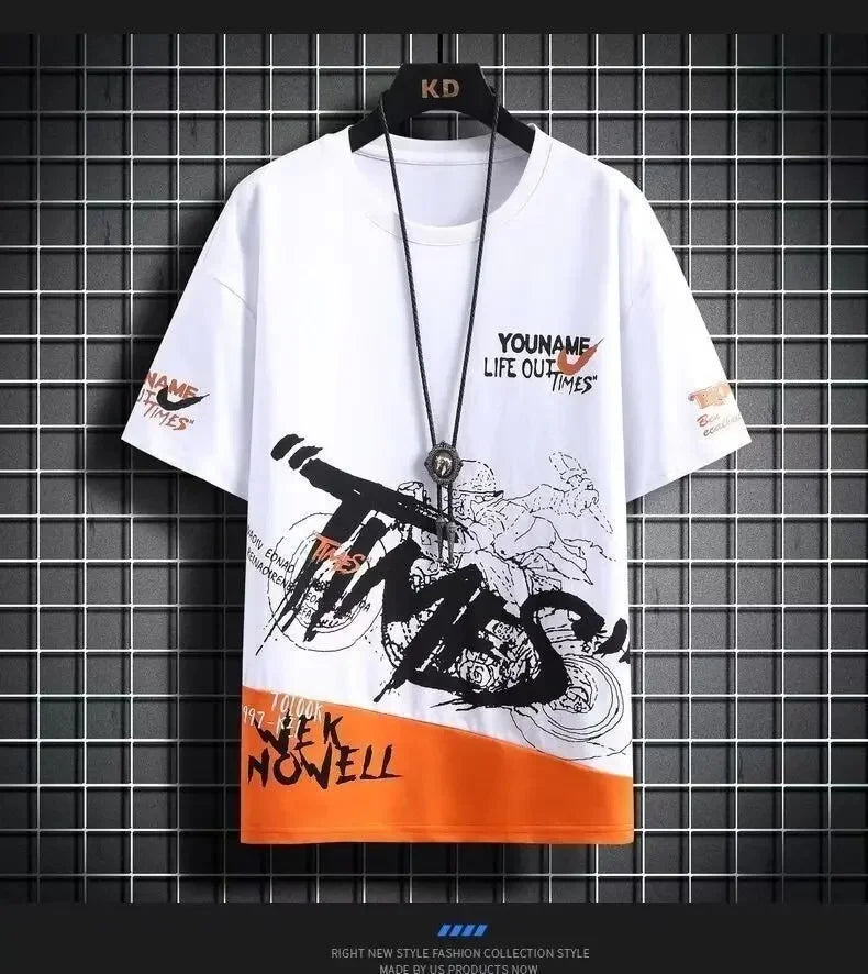 Loose Short Sleeve round Neck T-Shirt Thin Summer Casual Style for Men Breathable Streetwear Student Stall Short T-Shirt