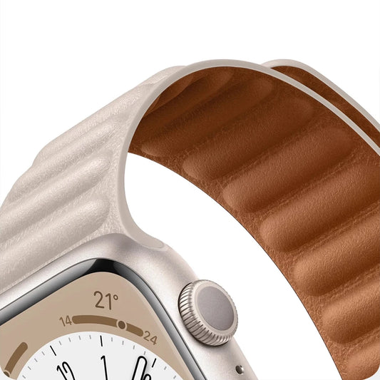Leather Link For Apple Watch Band 45mm 41mm 44mm 40mm 49mm 38 42mm Magnetic bracelet iWatch Series 9 8 3 SE Ultra 4 5 6 7 Strap