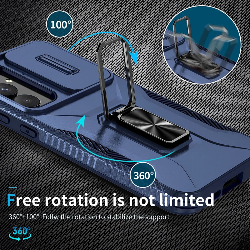 New Armor Shockproof Magnetic Ring Stand Holder Case For samsung A55 A54 S24 Ultra S23Ultra A34 A05 Cover 360° rotating bracket