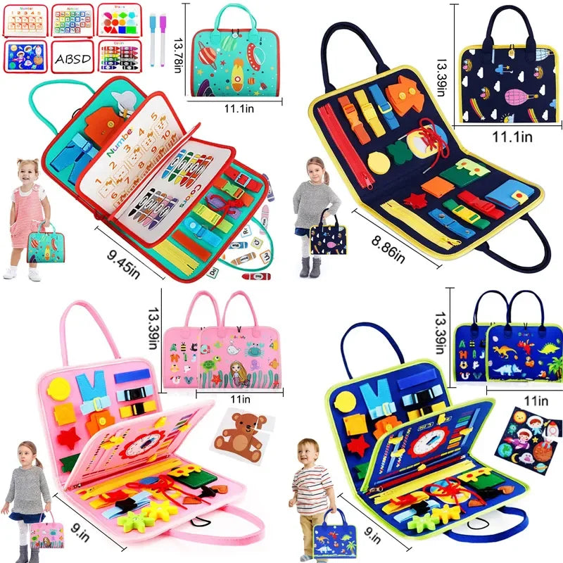 Tablero ocupado Montessori, juguetes para niños pequeños, juguete sensorial, aprendizaje preescolar, actividades educativas de viaje para niños, habilidades motoras finas
