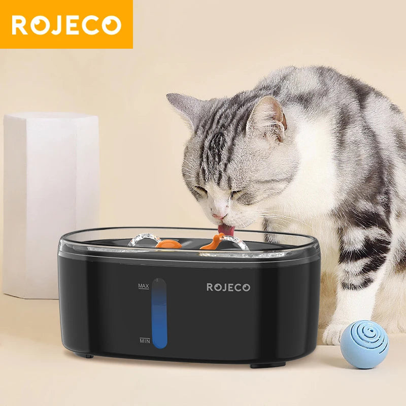 ROJECO Dual Cat Water Fountain Automatic Water Dispenser For 2 Pets Smart Wireless Fountain Drinker For Cat Dog With Accessories