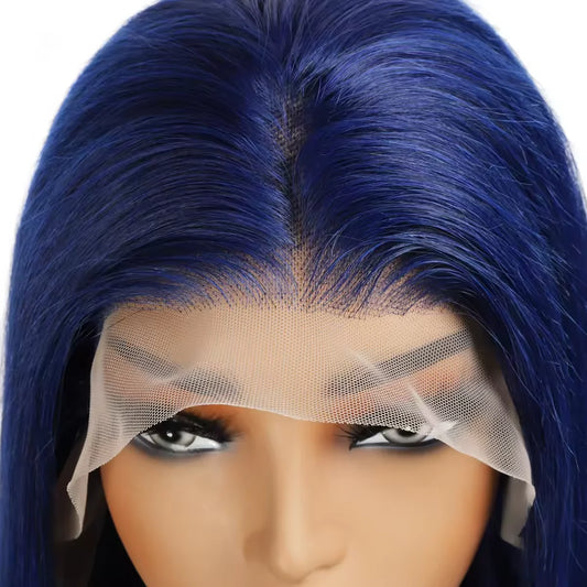 Dark Blue Short Straight Bob Wigs Human Hair 13x4 HD Lace Frontal Human Hair Wigs For Women 200 Density