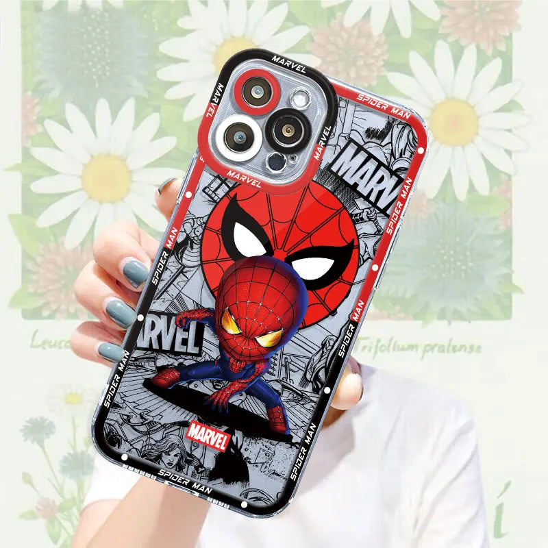 Venomm Spiderr man Case for Apple iPhone 11 12 Pro XR 7 8 14 Pro Max SE 13 Mini 15 Plus XS Max Capa Transparent Soft Cover