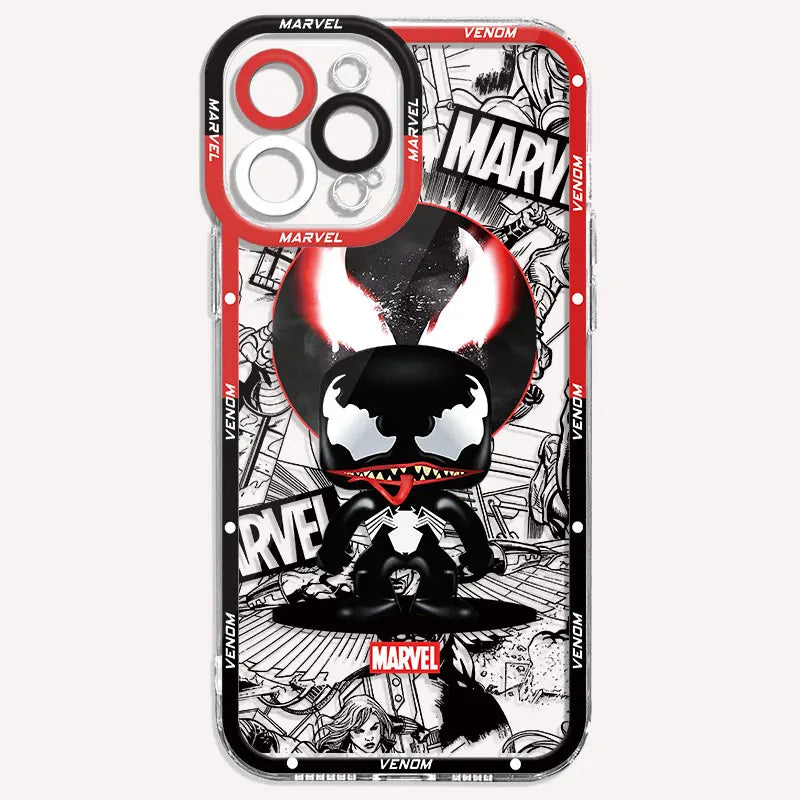 Venomm Spiderr man Case for Apple iPhone 11 12 Pro XR 7 8 14 Pro Max SE 13 Mini 15 Plus XS Max Capa Transparent Soft Cover