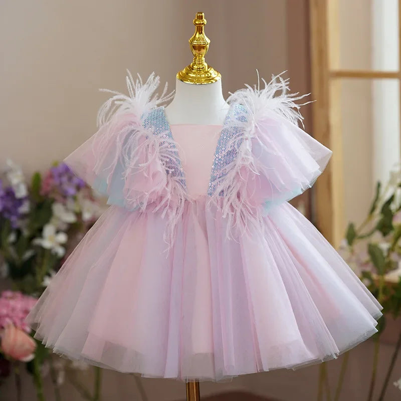 Baby Girls Party Dress Backless Elegant Lace Birthday Vestidos Bow Wedding Toddler Kids Princess Dress for 1-5 Y Baby's Clothes
