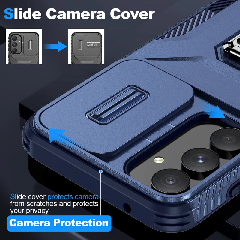 New Armor Shockproof Magnetic Ring Stand Holder Case For samsung A55 A54 S24 Ultra S23Ultra A34 A05 Cover 360° rotating bracket