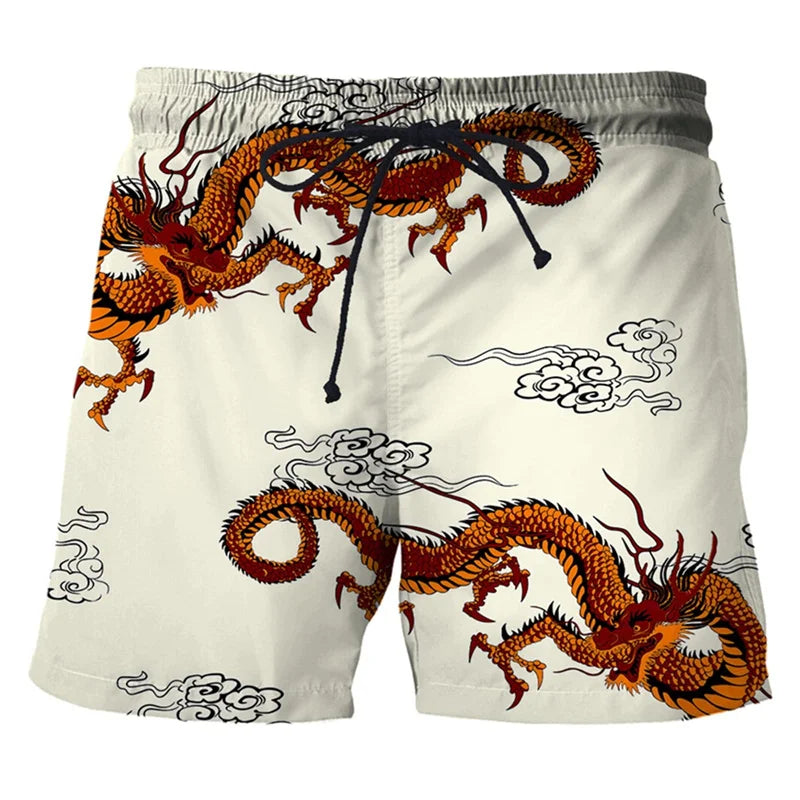 Chinese Dragon 3d Print Swim Trunks For Men Hawaiian Beach Shorts Loose Quick Dry Surf Board Shorts Swimwear Street Short Pants