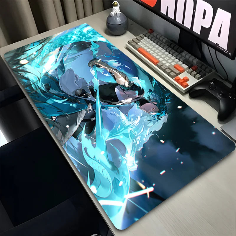 Gamer Mousepad Gaming Cabinet Mouse Pad Large Mouse Mat Natural Rubber Mat Wuthering Waves Jiyan PC Desk Mats Design Mousepads