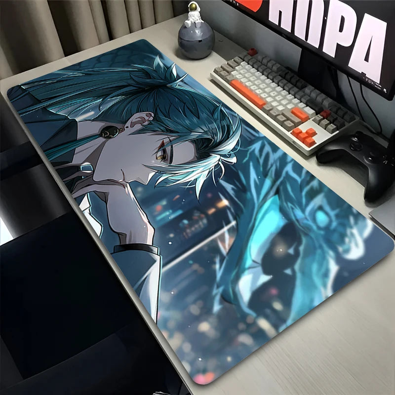 Gamer Mousepad Gaming Cabinet Mouse Pad Large Mouse Mat Natural Rubber Mat Wuthering Waves Jiyan PC Desk Mats Design Mousepads