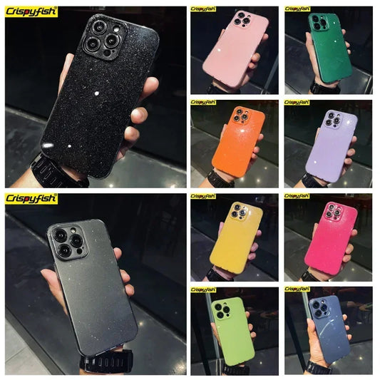 Original Luxury Black Glitter Case For iPhone 16 Pro 15 11 12 13 14 Pro Max XR XS SE 7 8 Plus Soft TPU Shockproof Silicone Cover