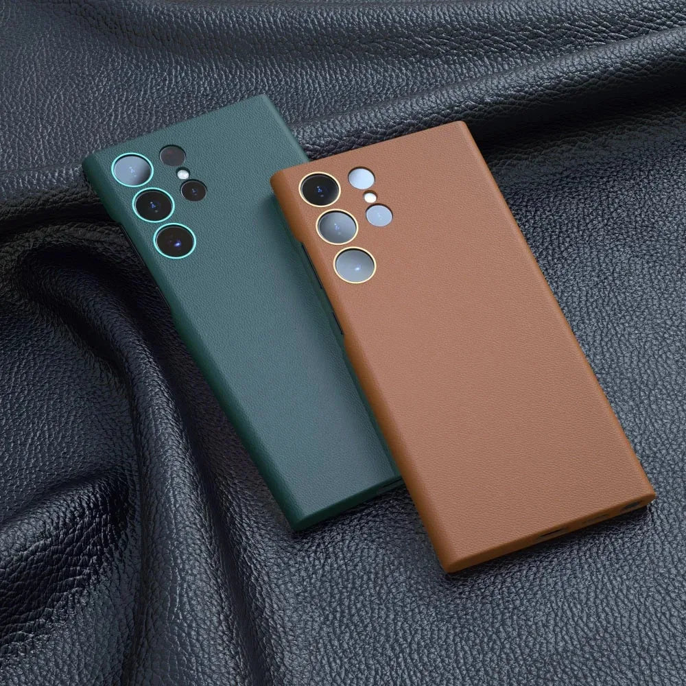 HOCE Luxury PU Leather Phone Cases For Samsung Galaxy S24 S23 Plus Ultra Full Protection High Quality Leather Cover For S22Ultra