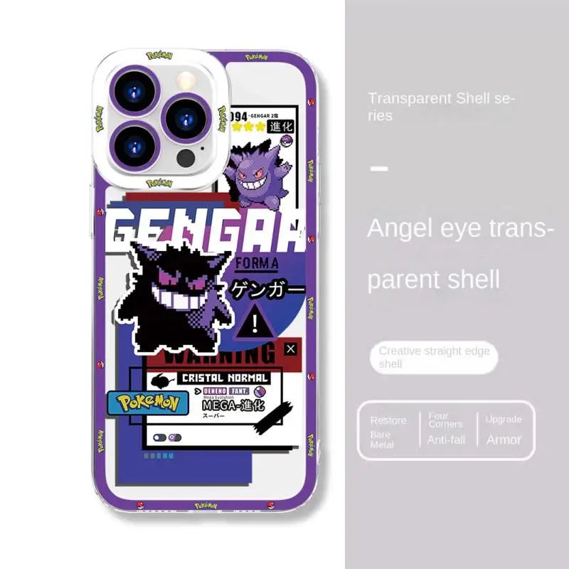 P-Pokemon Gengar Casing For Iphone 16 15 14 13 12 11 Pro Max XR XS Max X 6 6S 7 8 15 Plus  Cover Cartoon  Soft TPU Case
