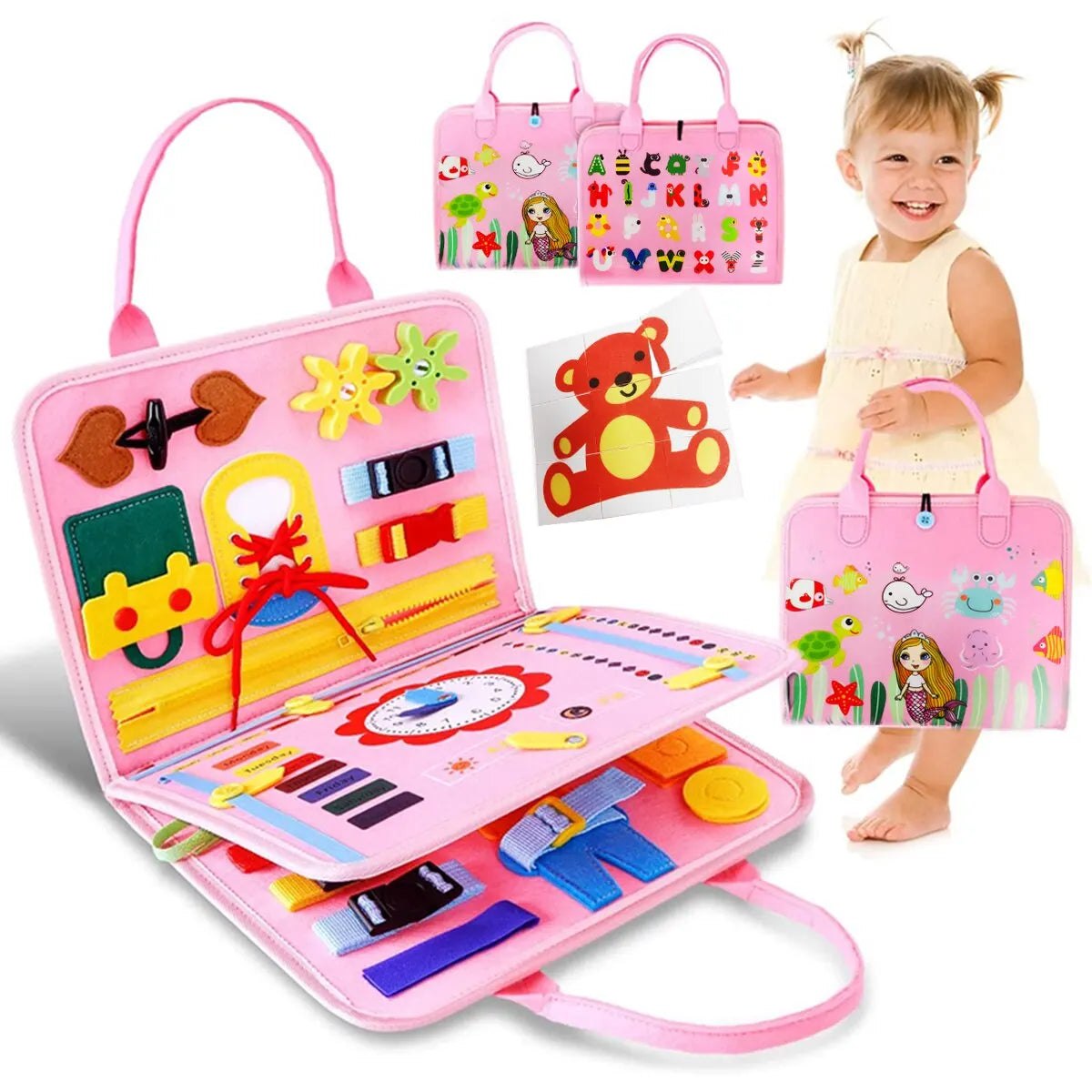 Tablero ocupado Montessori, juguetes para niños pequeños, juguete sensorial, aprendizaje preescolar, actividades educativas de viaje para niños, habilidades motoras finas