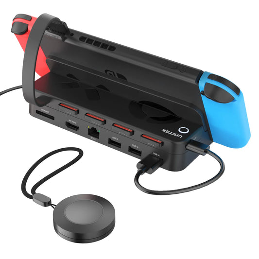 Nintendo Game Card Switcher with Wireless Remote Control Portable Nintendo Switch Docking with 4K HDMI RJ45 Gigabit Ethernet