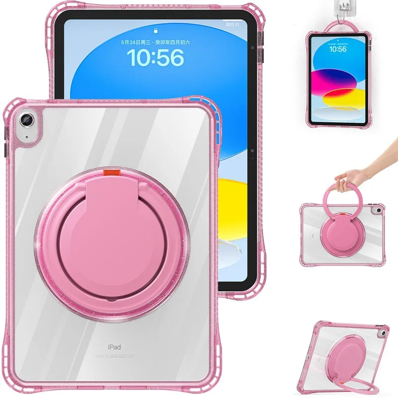 Handheld Case for iPad 10th Generation 10.9 Kids Cover iPad 2022 A2696 A2757/A2777 Swivel Stand Shockproof Protective Funda Capa