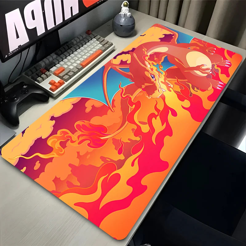 Anime Mouse Pad HD Printing Blastoise Charizard Fearow Computer Gaming Desk Accessories Edge Rubber P-pokemo Keyboard Playmat
