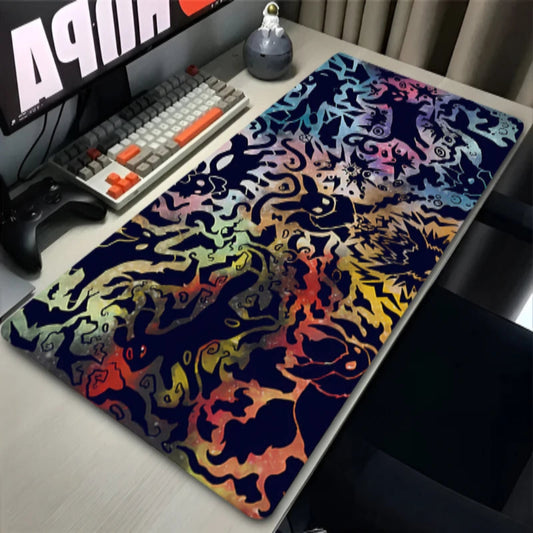 Kawaii Japan Anime Mouse Pad PC Colorful E-eevee Gamer Cabinet Mousepad XXL P-pokemon Keyboard Rug Laptop Gaming Rubber Desk Mat