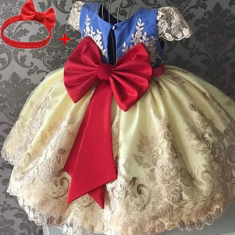 Vintage Embroidery Luxury Party Dresses Girls Floral Elegant Princess Dress Birthday Pageant Formal Gown Kids Ceremony Costumes